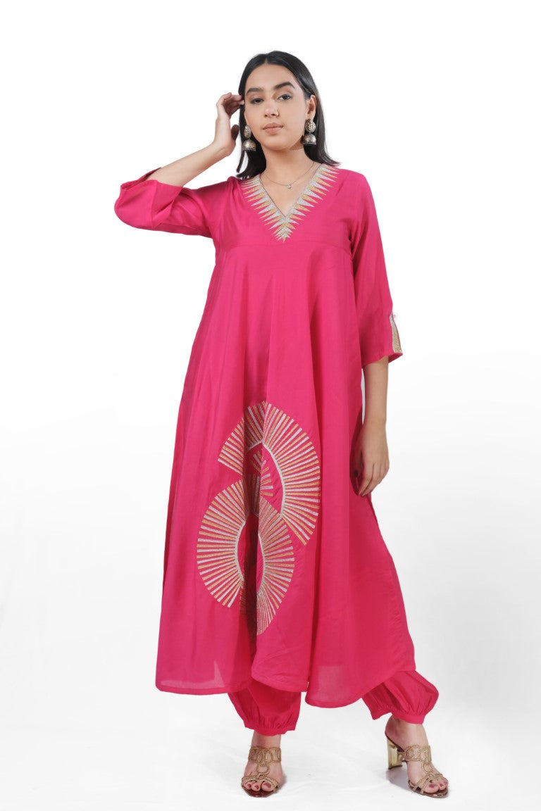 Pink Kurta set  Silk Kurta with Pita Work