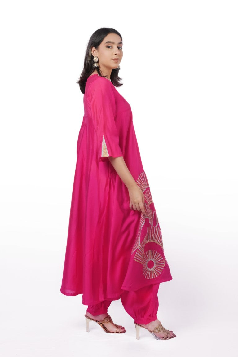 Pink Kurta set  Silk Kurta with Pita Work