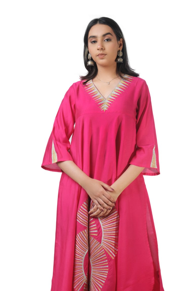 Pink Kurta set  Silk Kurta with Pita Work