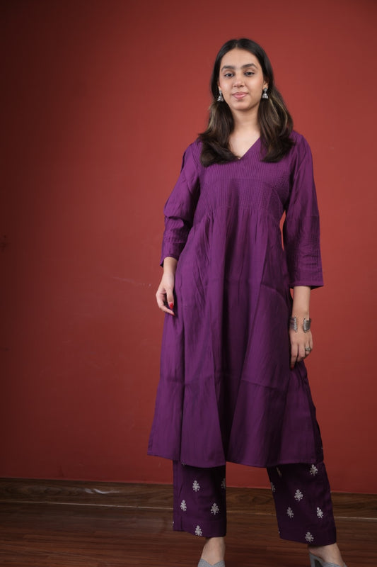 Purple Silk Kurta Set