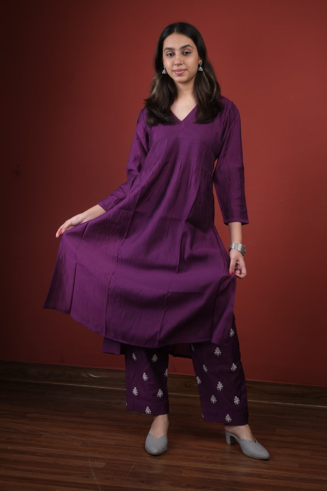 Purple Silk Kurta Set