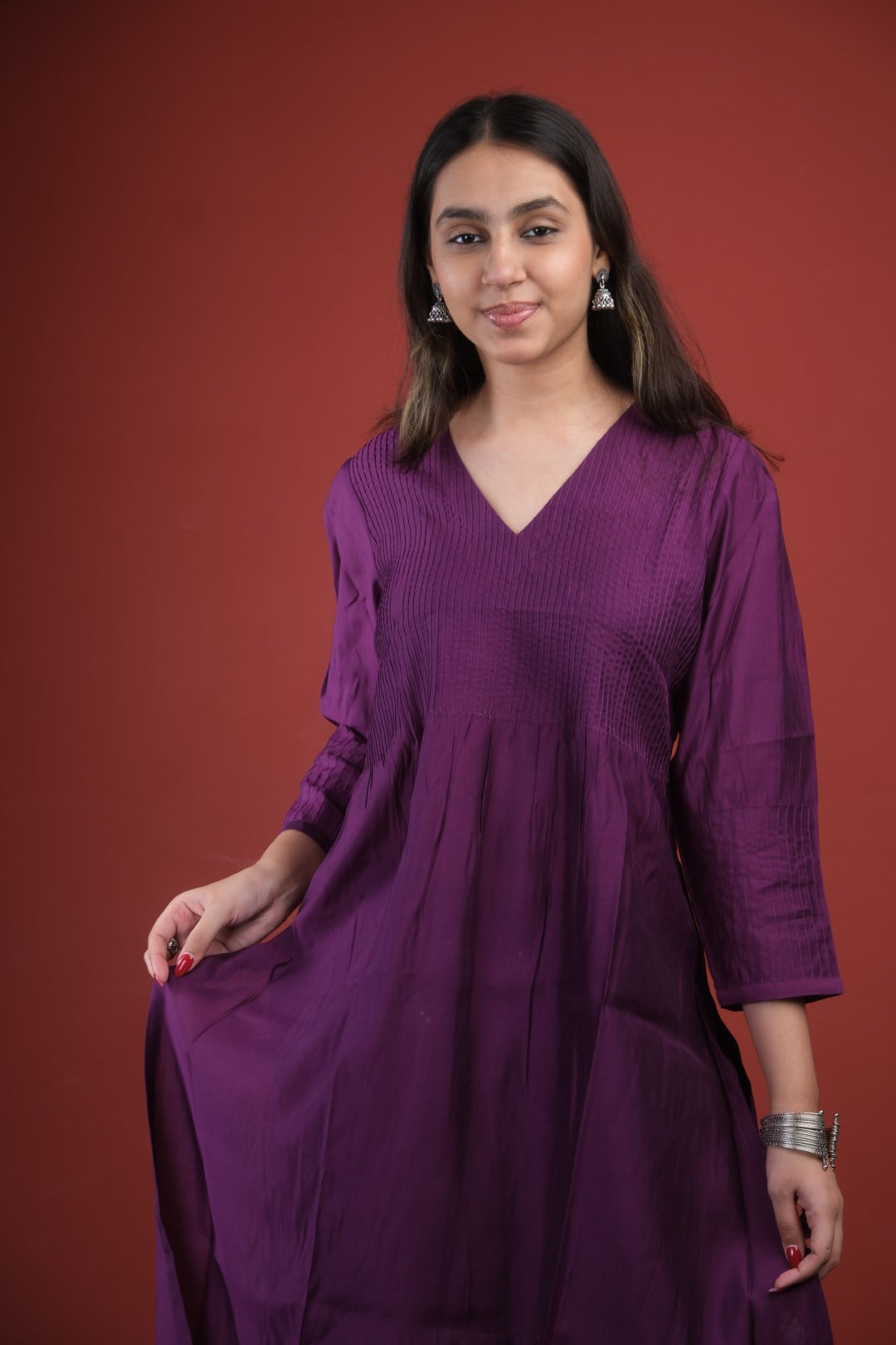 Purple Silk Kurta Set