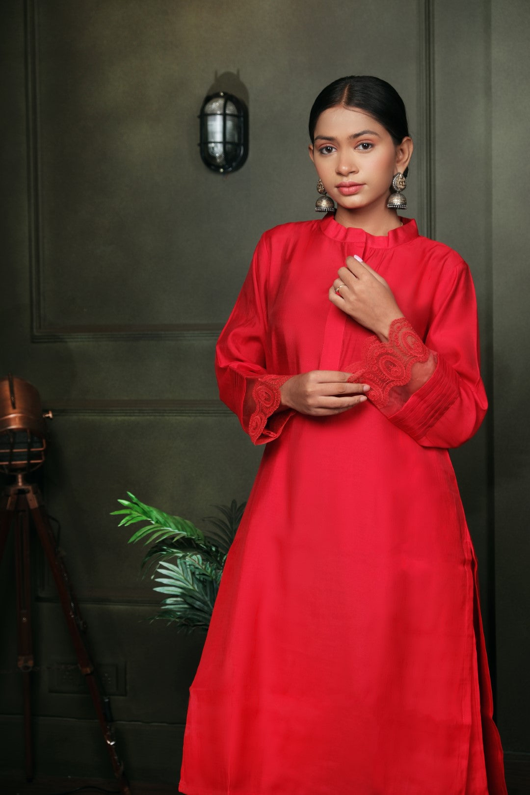 Red Silk Co-ord Set