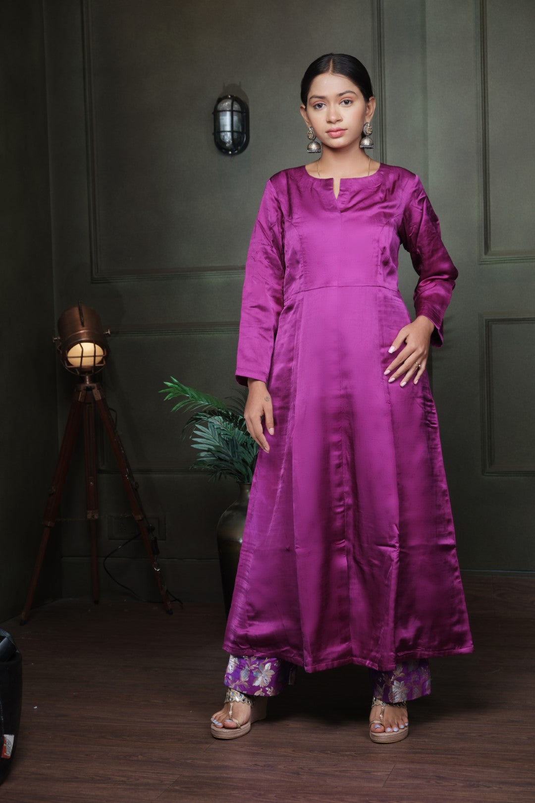 Purple Modal Silk Kurta Set