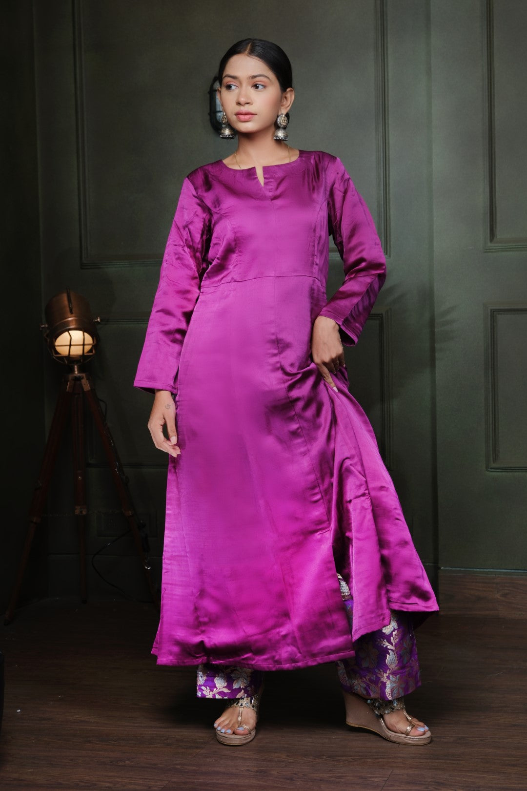 Purple Modal Silk Kurta Set