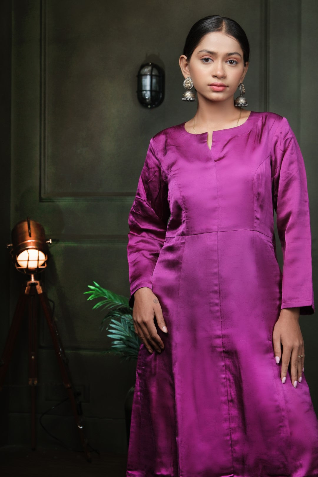 Purple Modal Silk Kurta Set